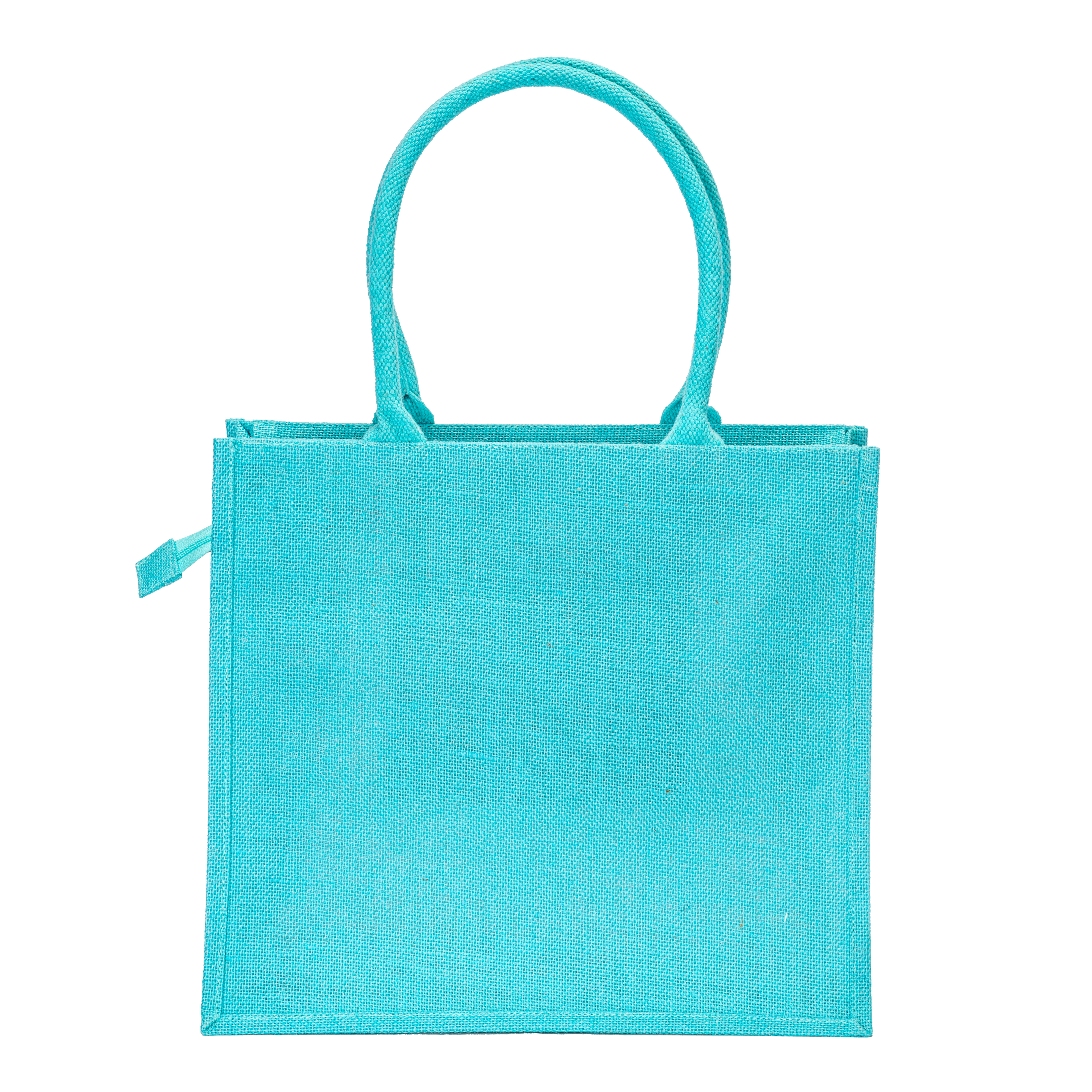 Borsa in juta con manici in cotone. Dotata di chiusura a zip