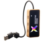 Hub USB 8 in 1 in legno con doppio ingresso e 6 porte SCX.de...
