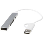 Hub USB-A e Tipo-C a 4 porte in alluminio riciclato con dopp...