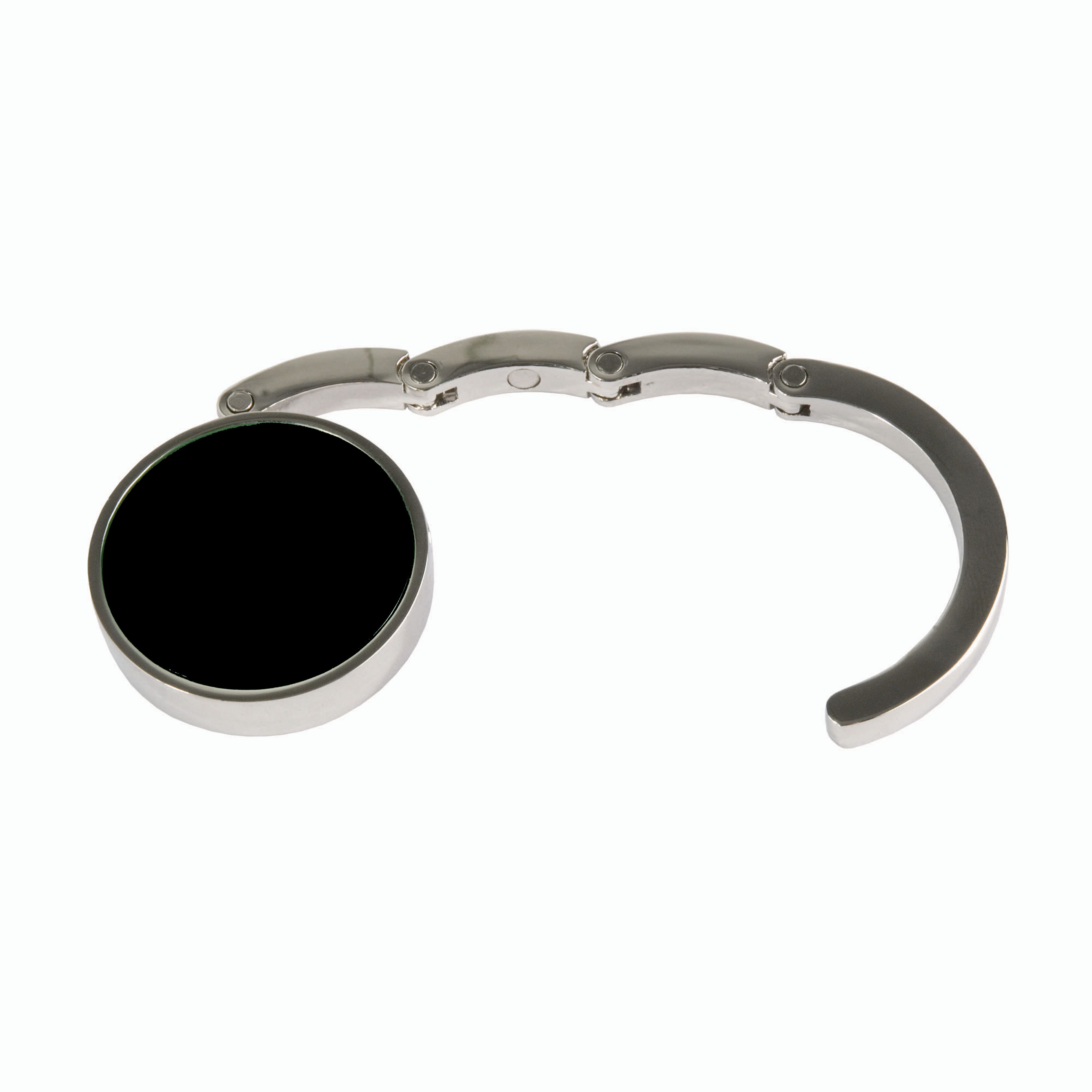 Gancio appendiborsa tondo in metallo, richiudibile con chiusura rafforzata da due magneti