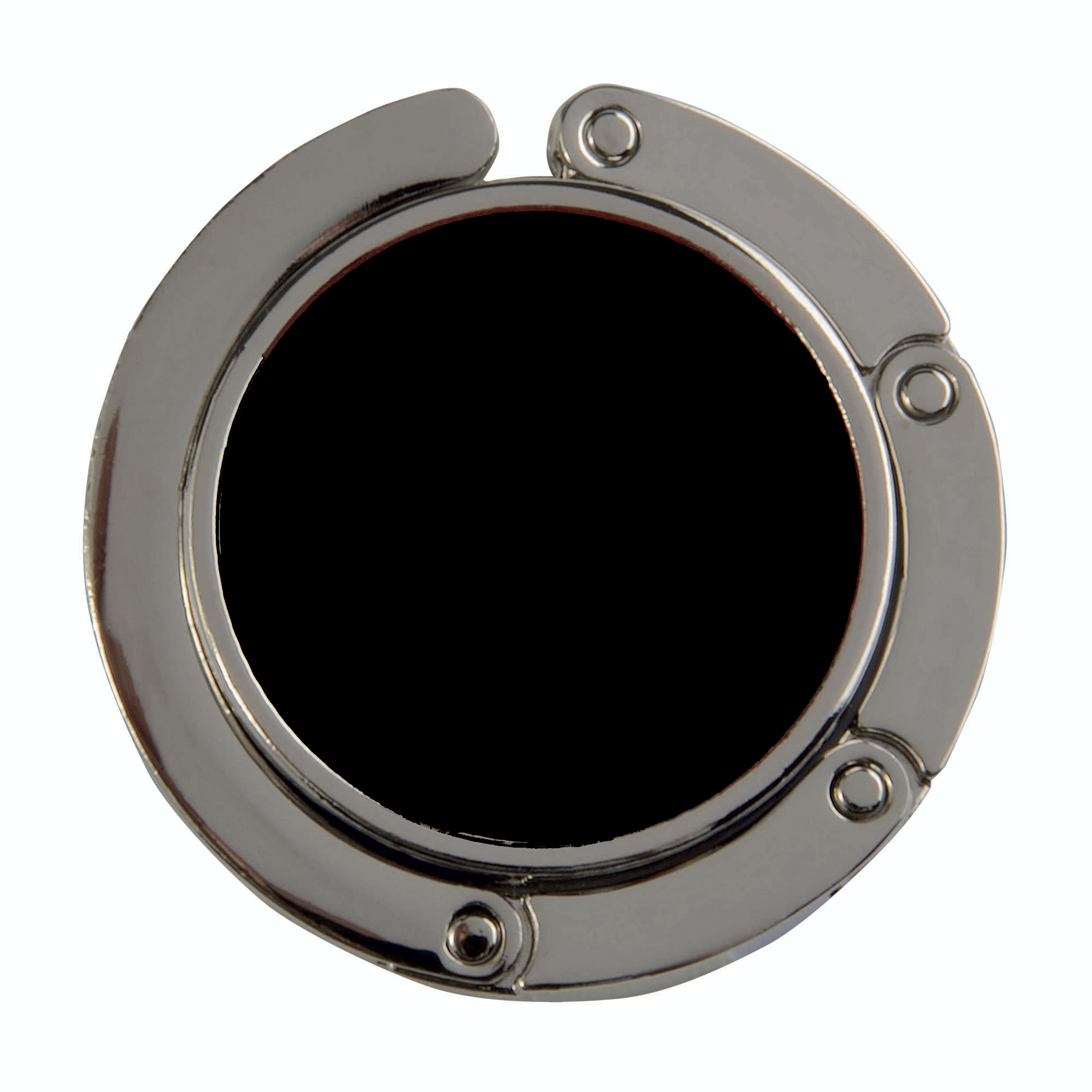 Gancio appendiborsa tondo in metallo, richiudibile con chiusura rafforzata da due magneti