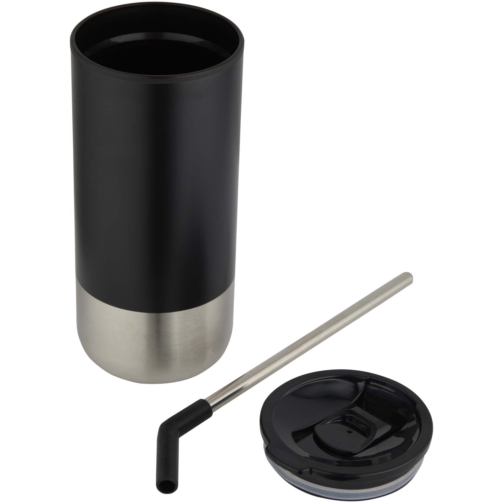 Bicchiere termico in materiale certificato RCS con cannuccia Grayson da 480 ml