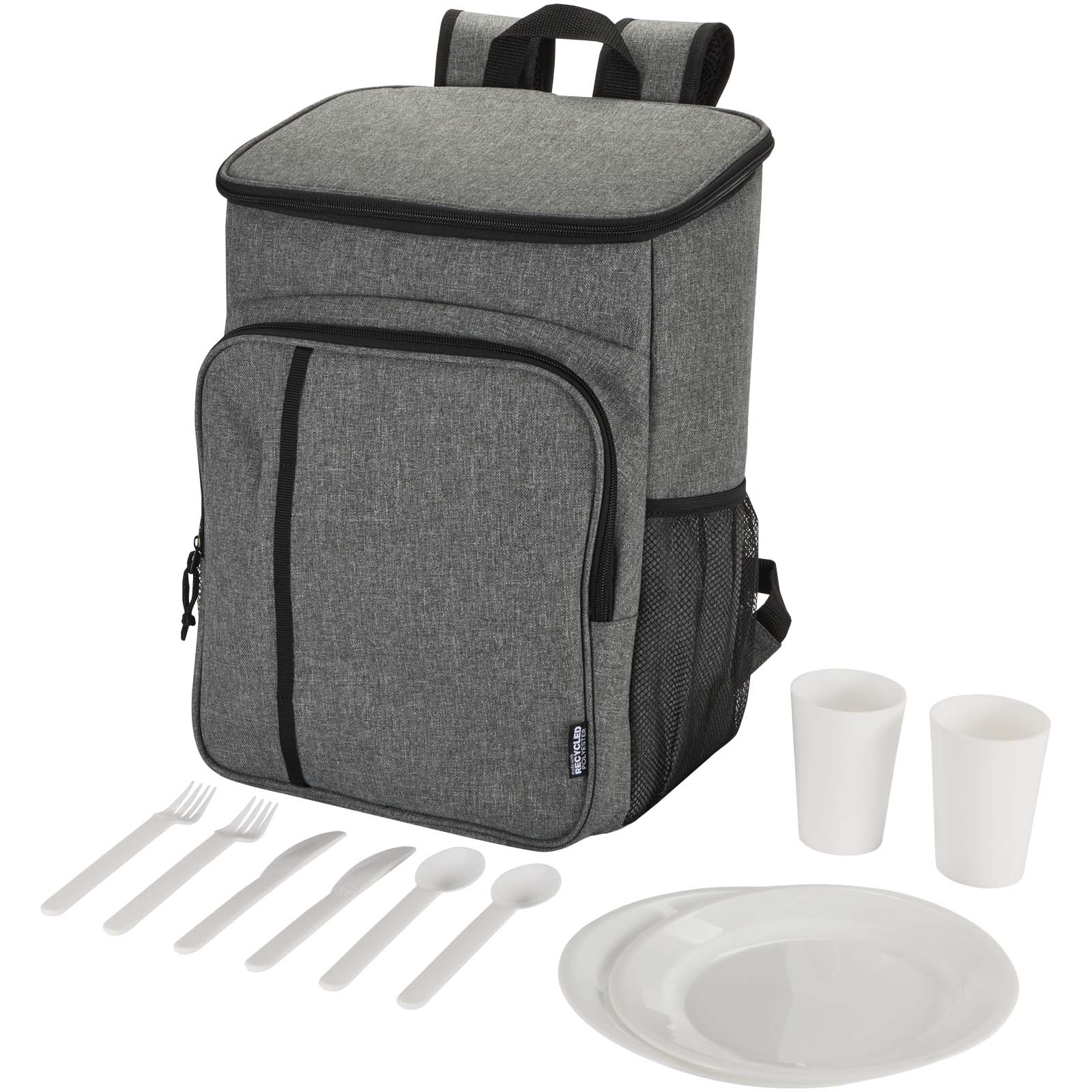 Zaino termico per picnic in materiale riciclato certificato GRS con set di posate Tundra - 20L
