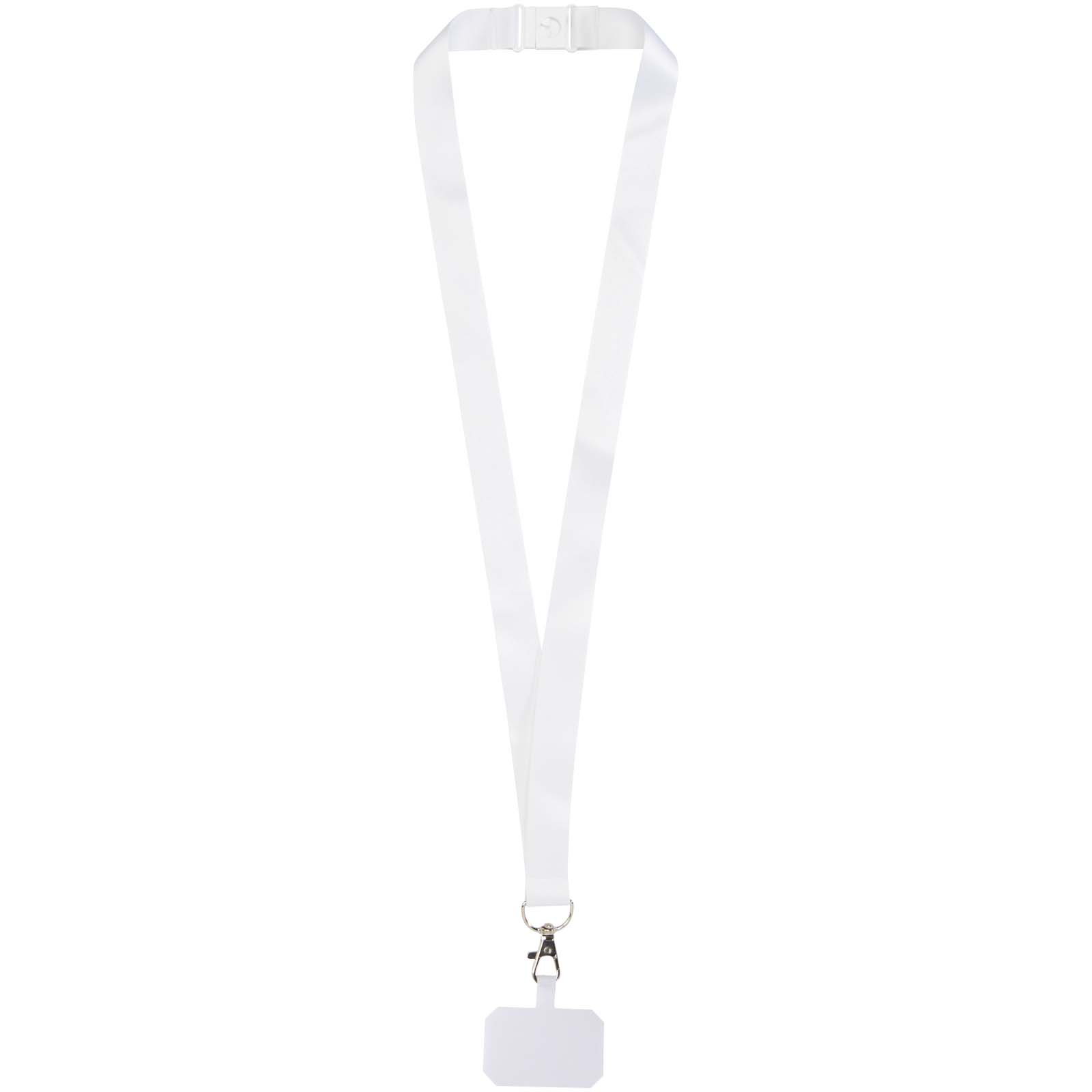 Lanyard in PET riciclato con stampa a sublimazione, supporto per il telefono e meccanismo di sicurezza Addie