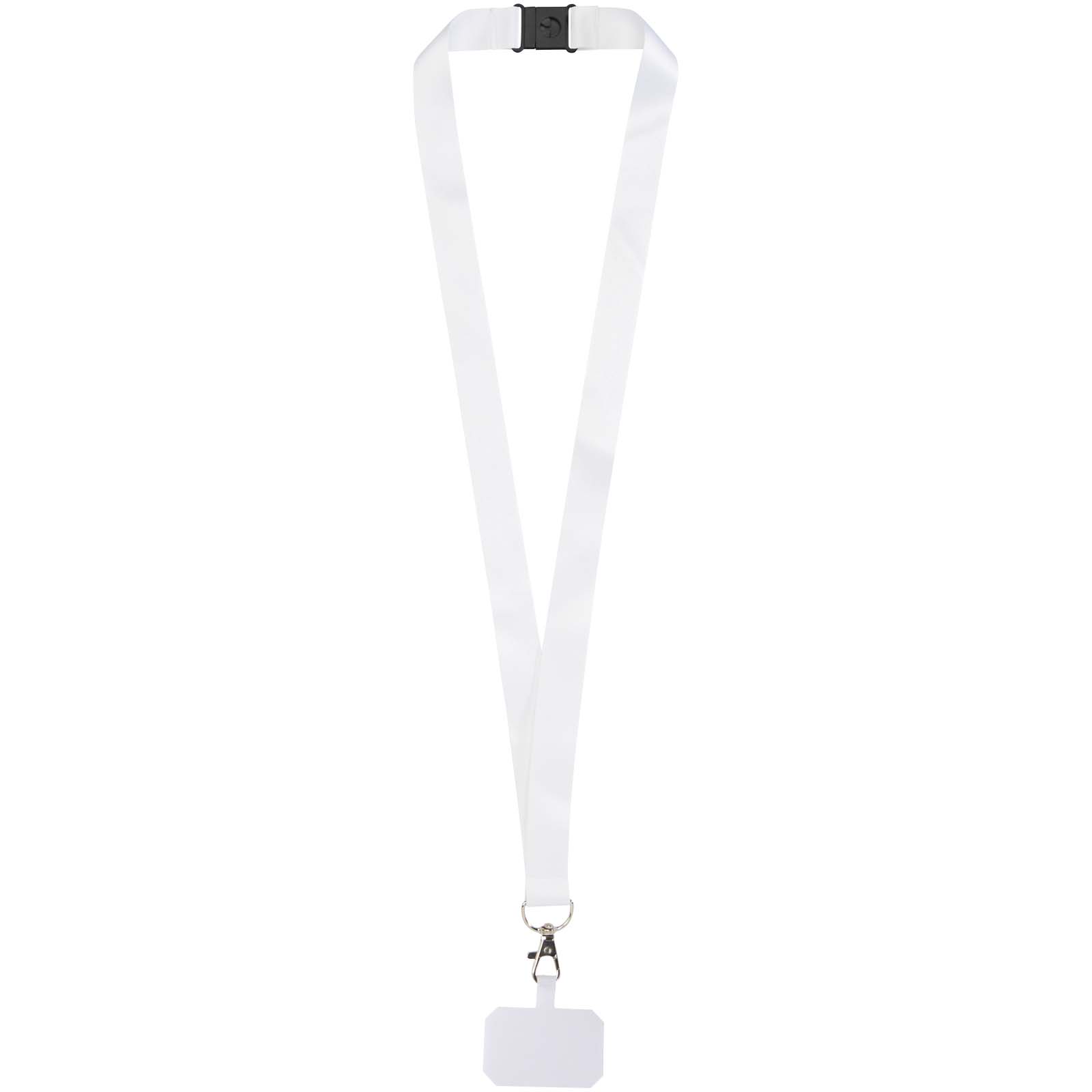 Lanyard in PET riciclato con stampa a sublimazione, supporto per il telefono e meccanismo di sicurezza Addie