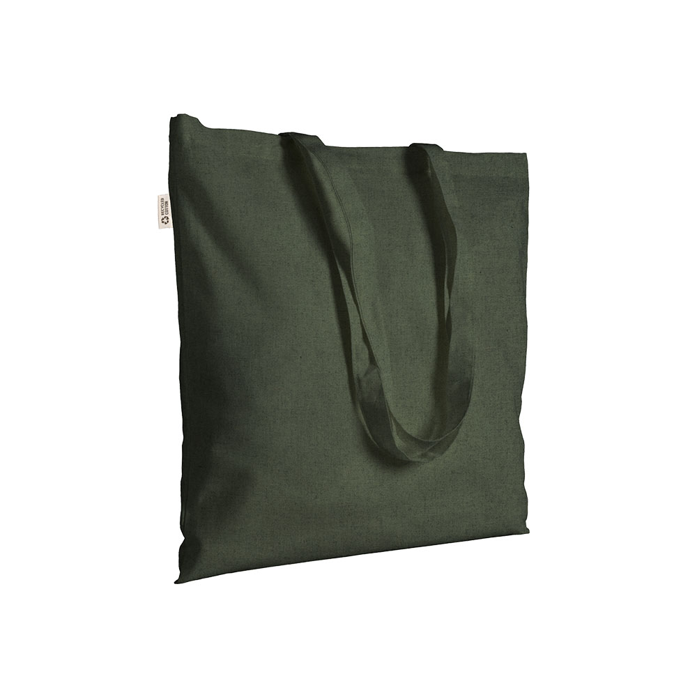 Borsa shopper a tinta unita in cotone riciclato da 140 g/m2. È certificata GRS