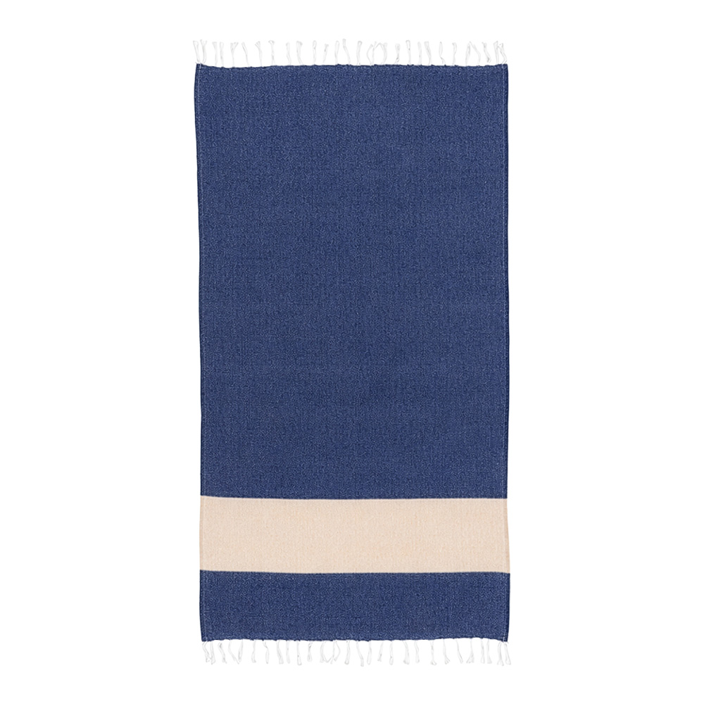 Telo mare in cotone riciclato 180 g/m2. Effetto melange e frange