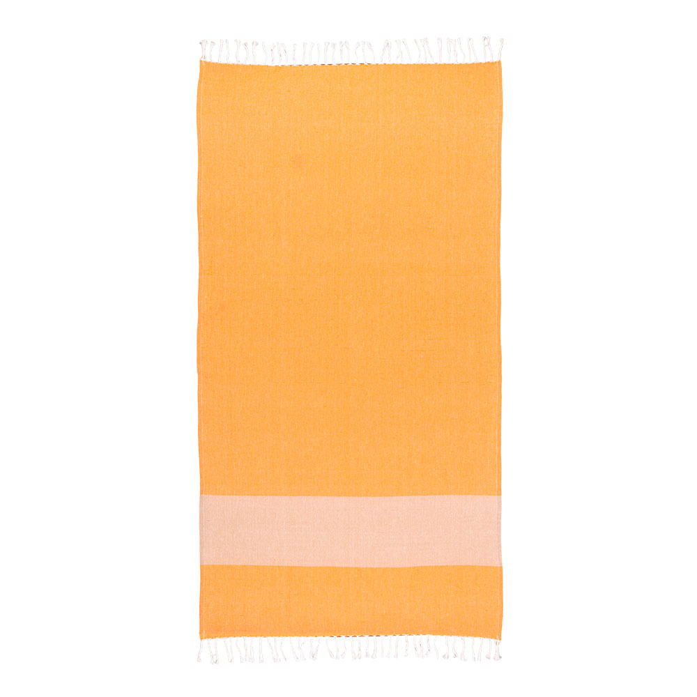 Telo mare in cotone riciclato 180 g/m2. Effetto melange e frange