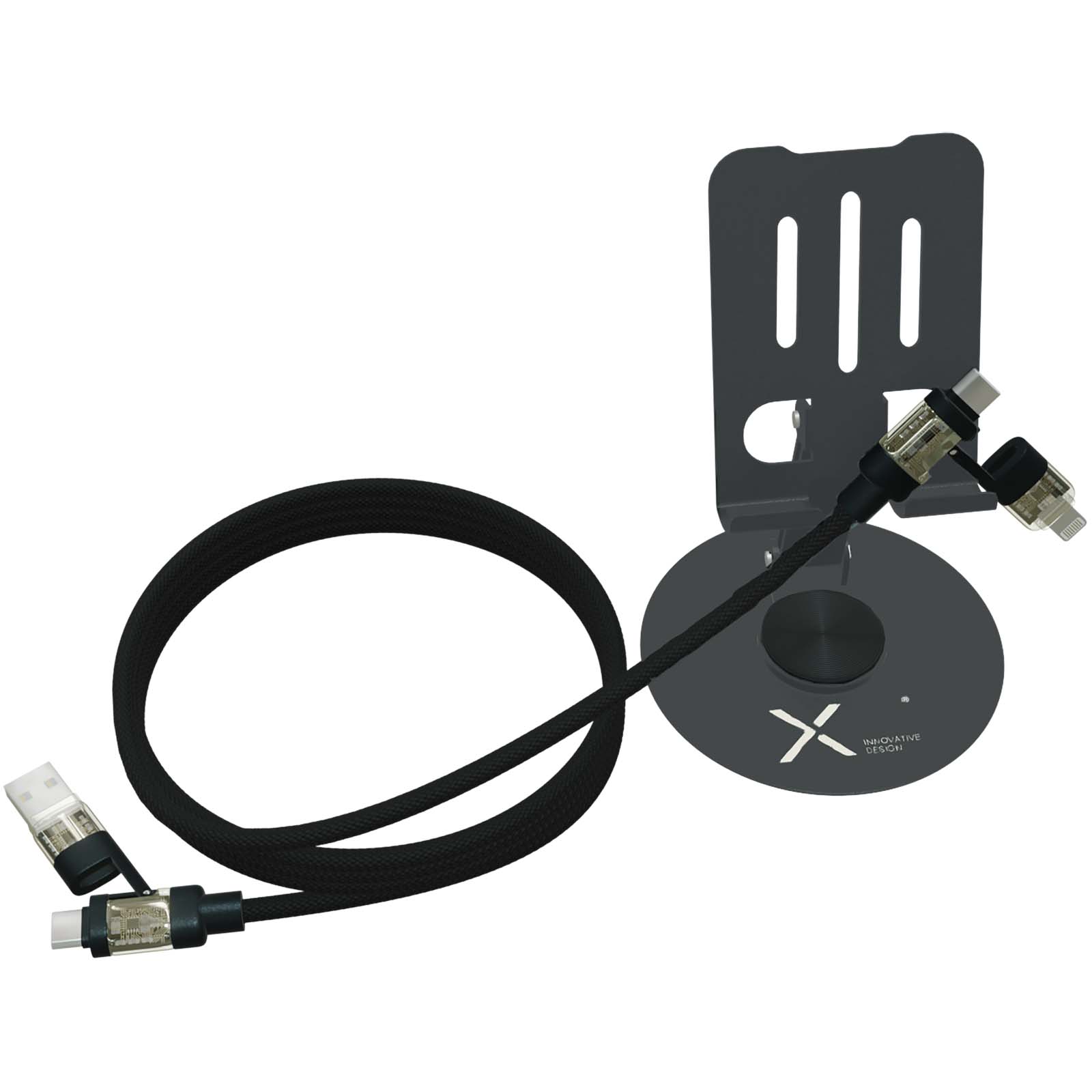 Supporto per telefono ruotabile a 360° con cavo di ricarica 4 in 1 da 240 W SCX.design O34 
