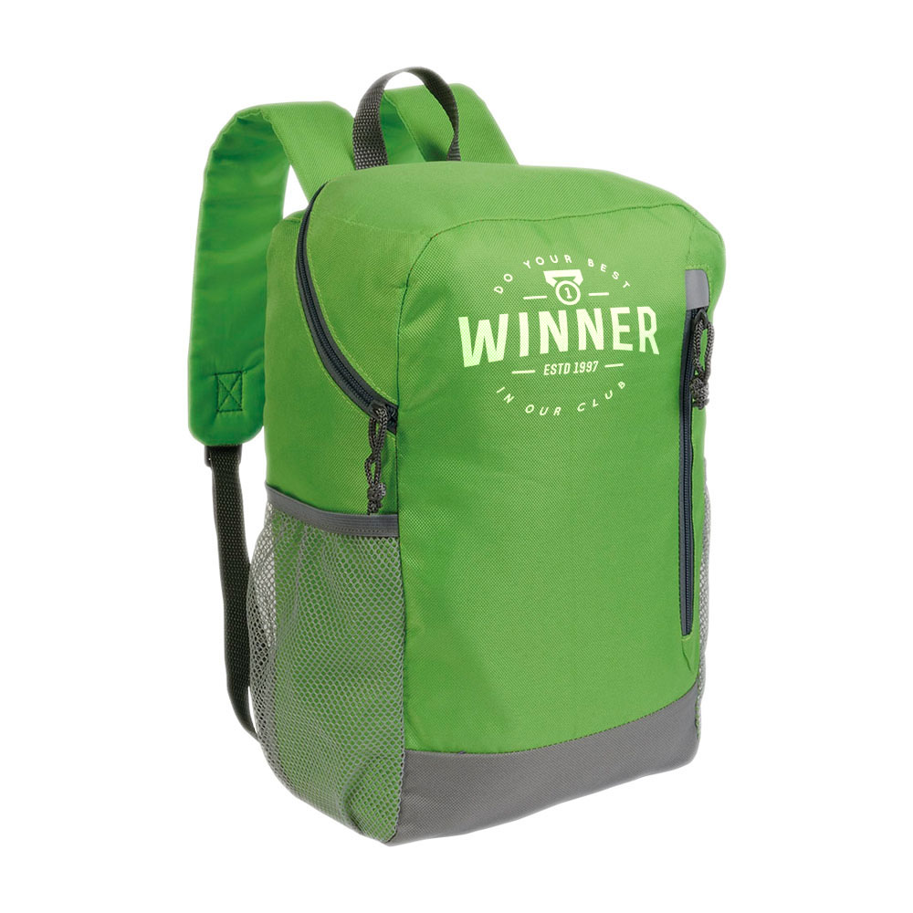 Zaino in poliestere 600D con 4 tasche di cui 2 laterali retinate