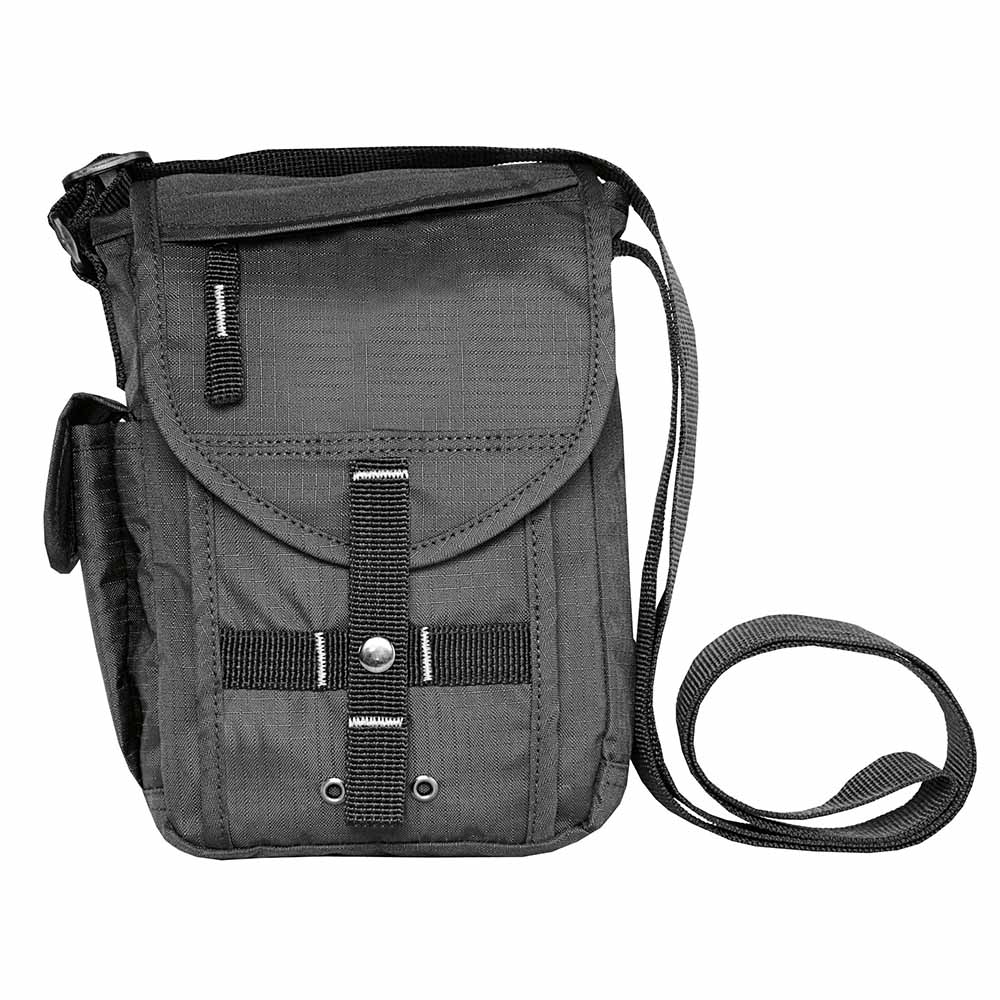 Borsello in nylon ripstop con 3 tasche e tracolla regolabile