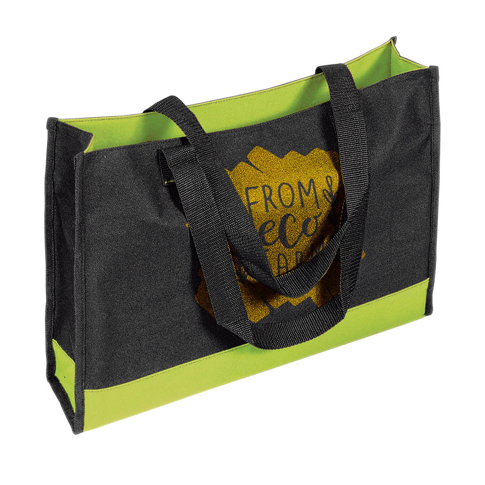 Borsa Shopper con soffietto in poliestere 600D con manici lunghi