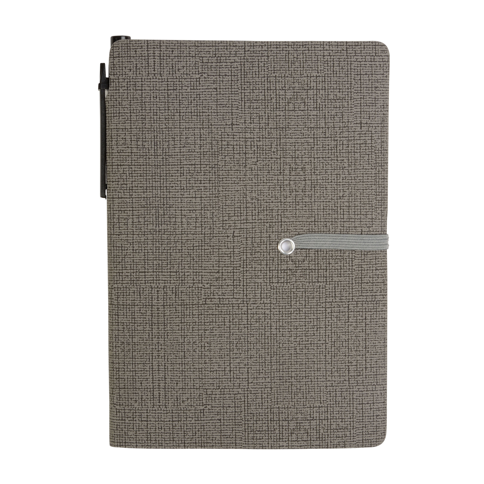 Block notes in PU  con elastico colorato, penna in cartone e foglietti adesivi