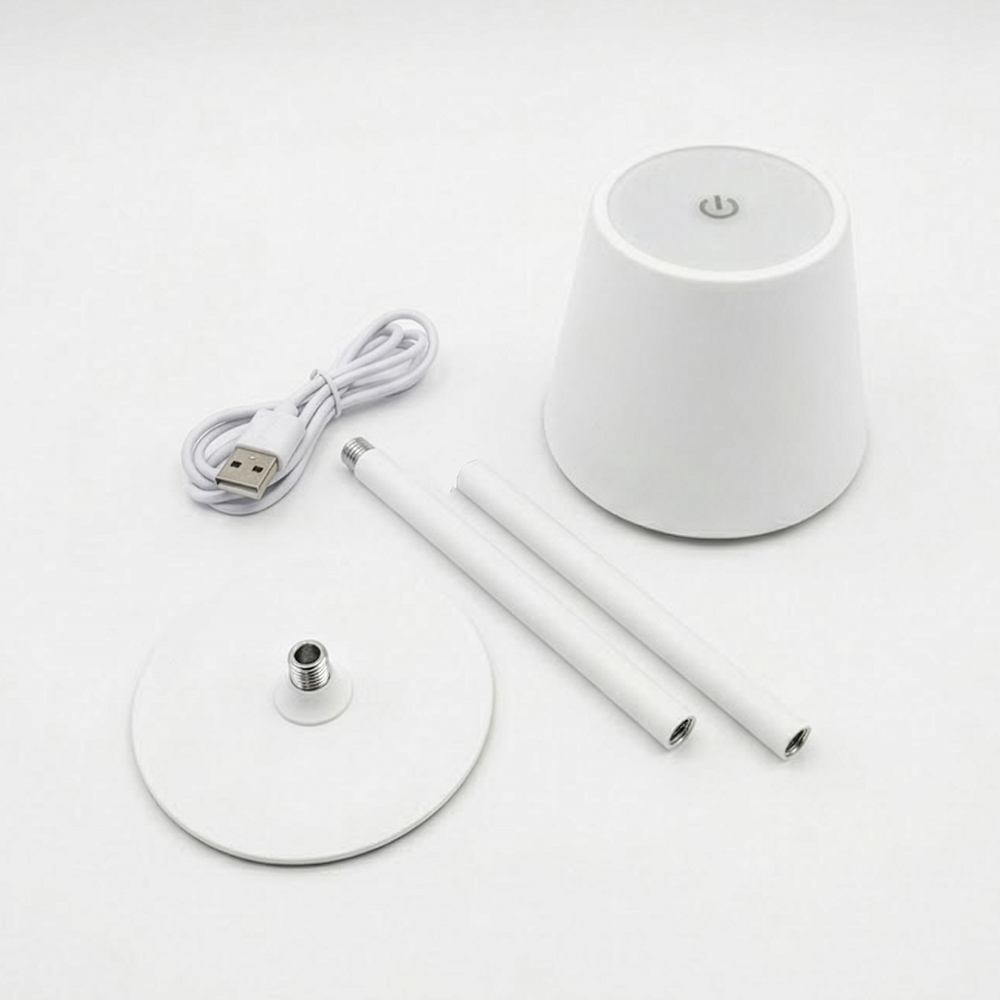 Lampada da tavolo a led ricaricabile in metallo e plastica