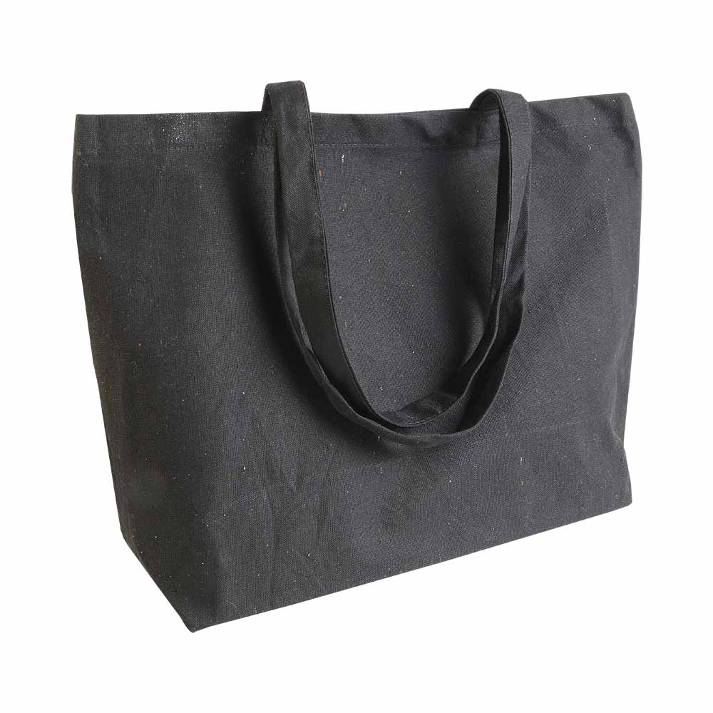 Shopper con soffietto alla base in cotone 280 g-m2, manici lunghi