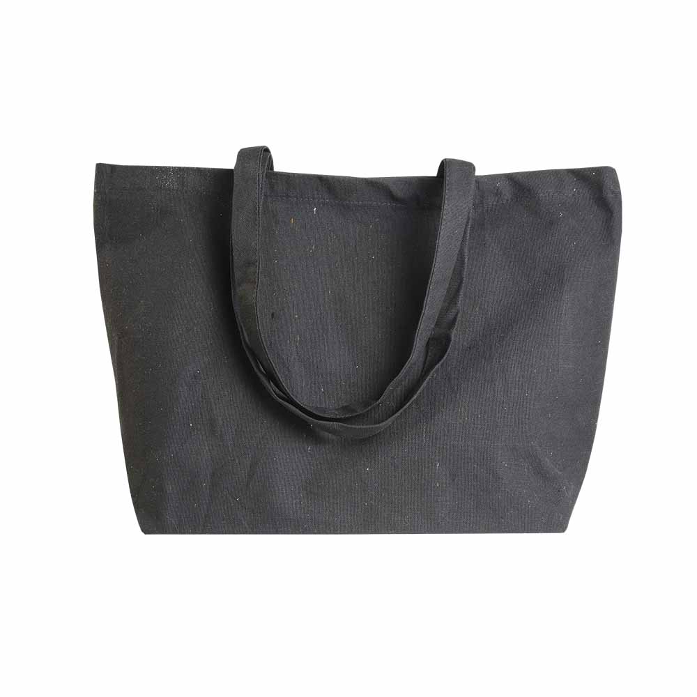 Shopper con soffietto alla base in cotone 280 g-m2, manici lunghi