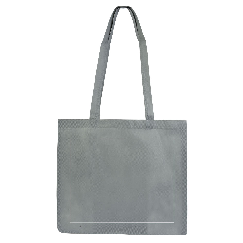 Shopper con soffietto in TNT 80 g/m2 cucito, manici lunghi