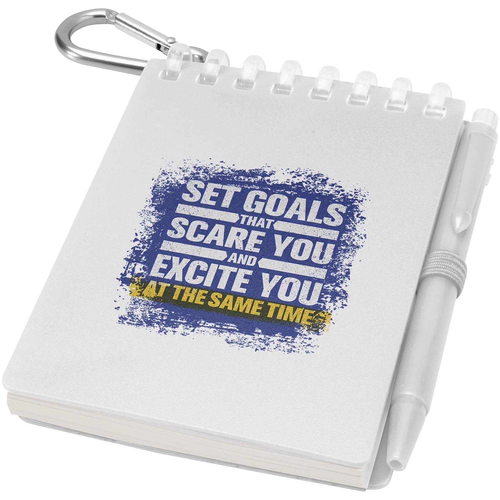 Set blocco note con copertina morbida in materiale riciclato e penna a sfera (inchiostro blu) per attività all'aperto Lig Mini