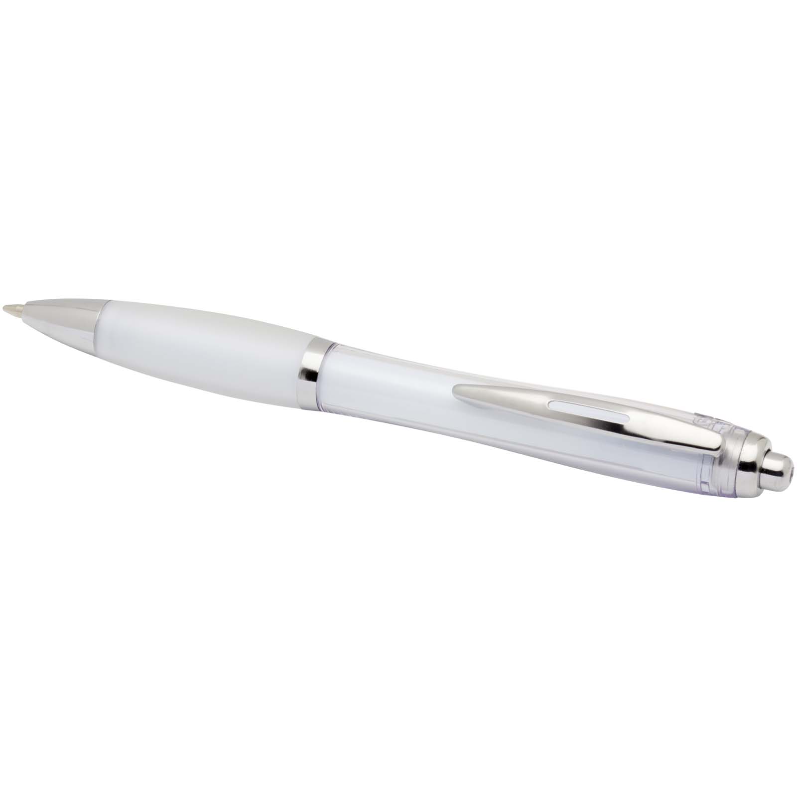 Penna a sfera in plastica riciclata certificata RCS con fusto e impugnatura colorati (inchiostro nero) Nash