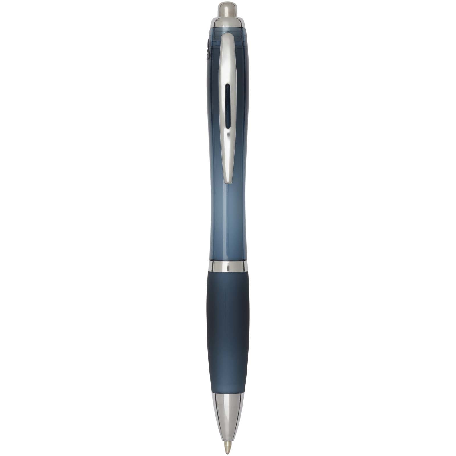 Penna a sfera in plastica riciclata certificata RCS con fusto e impugnatura colorati (inchiostro nero) Nash