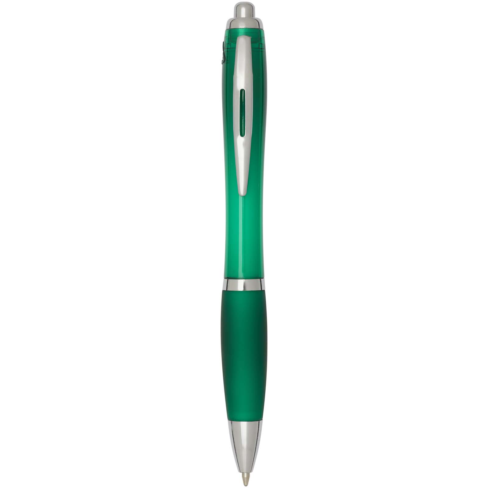 Penna a sfera in plastica riciclata certificata RCS con fusto e impugnatura colorati (inchiostro nero) Nash