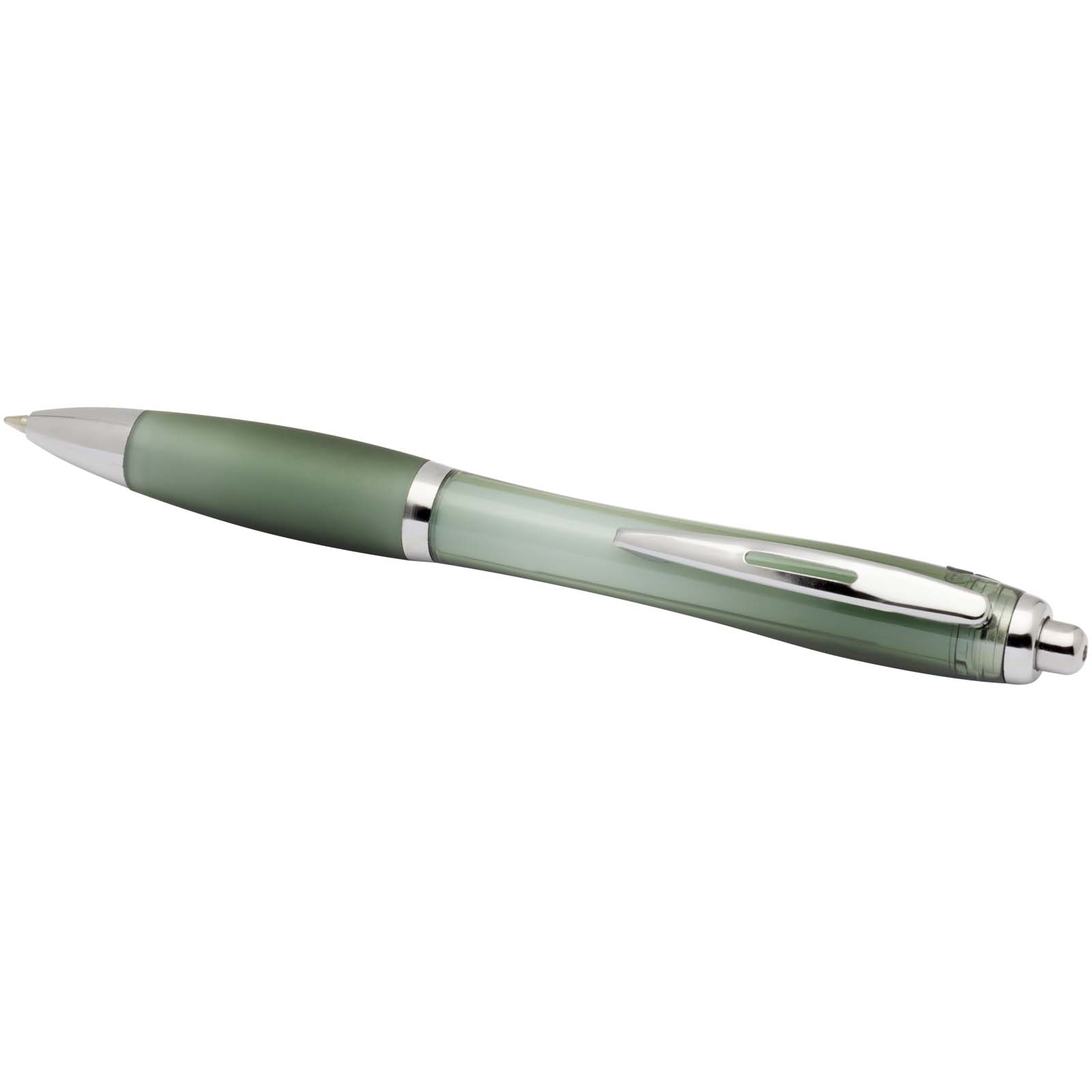 Penna a sfera in plastica riciclata certificata RCS con fusto e impugnatura colorati (inchiostro nero) Nash