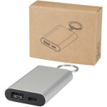 Power bank da 2000 mAh in alluminio riciclato con portachiav...