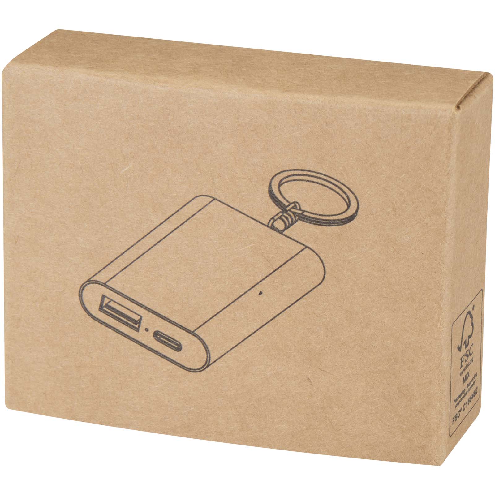 Power bank da 2000 mAh in alluminio riciclato con portachiavi Arcturus