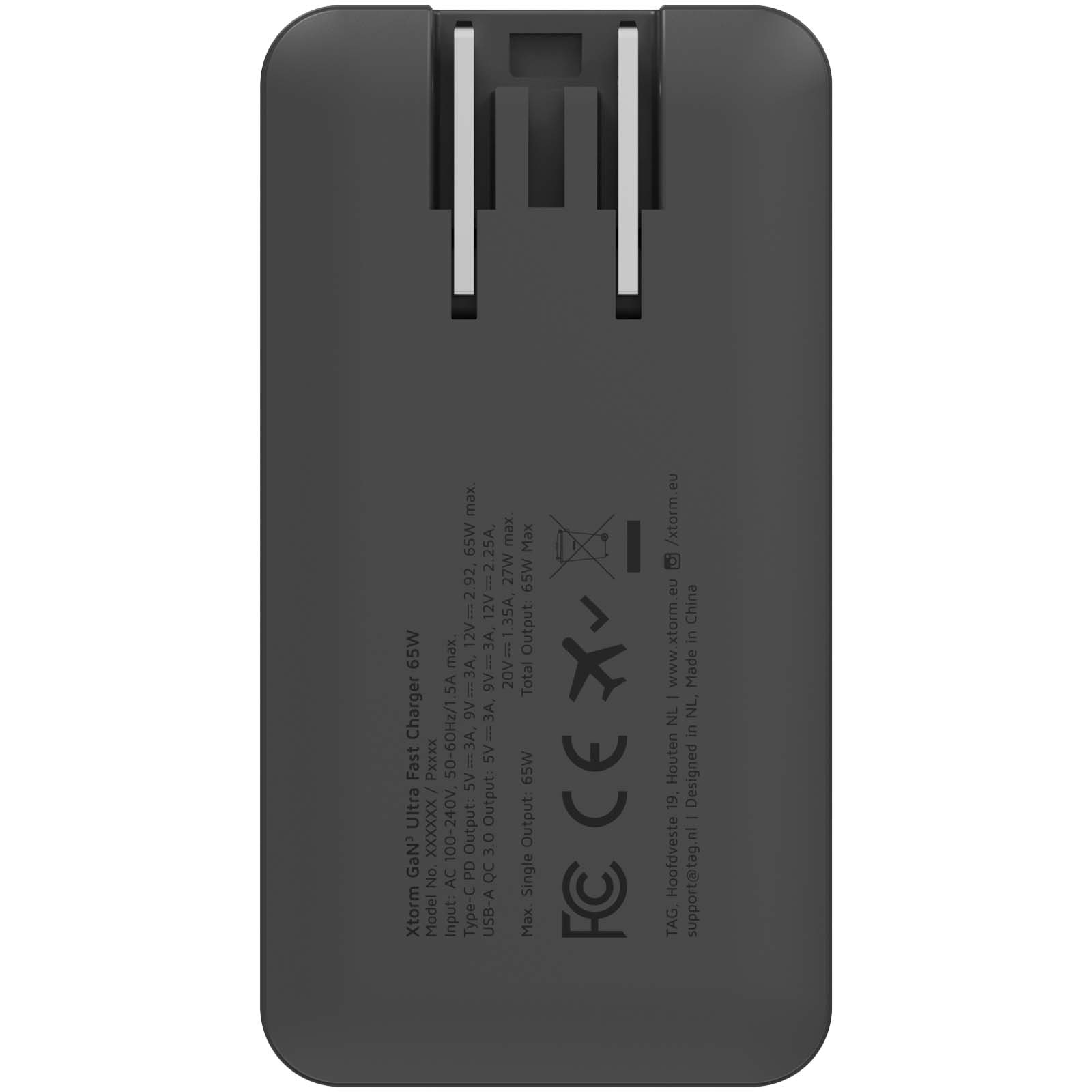 Set caricabatterie rapido da viaggio da 65 W con cavo e custodia Xtorm