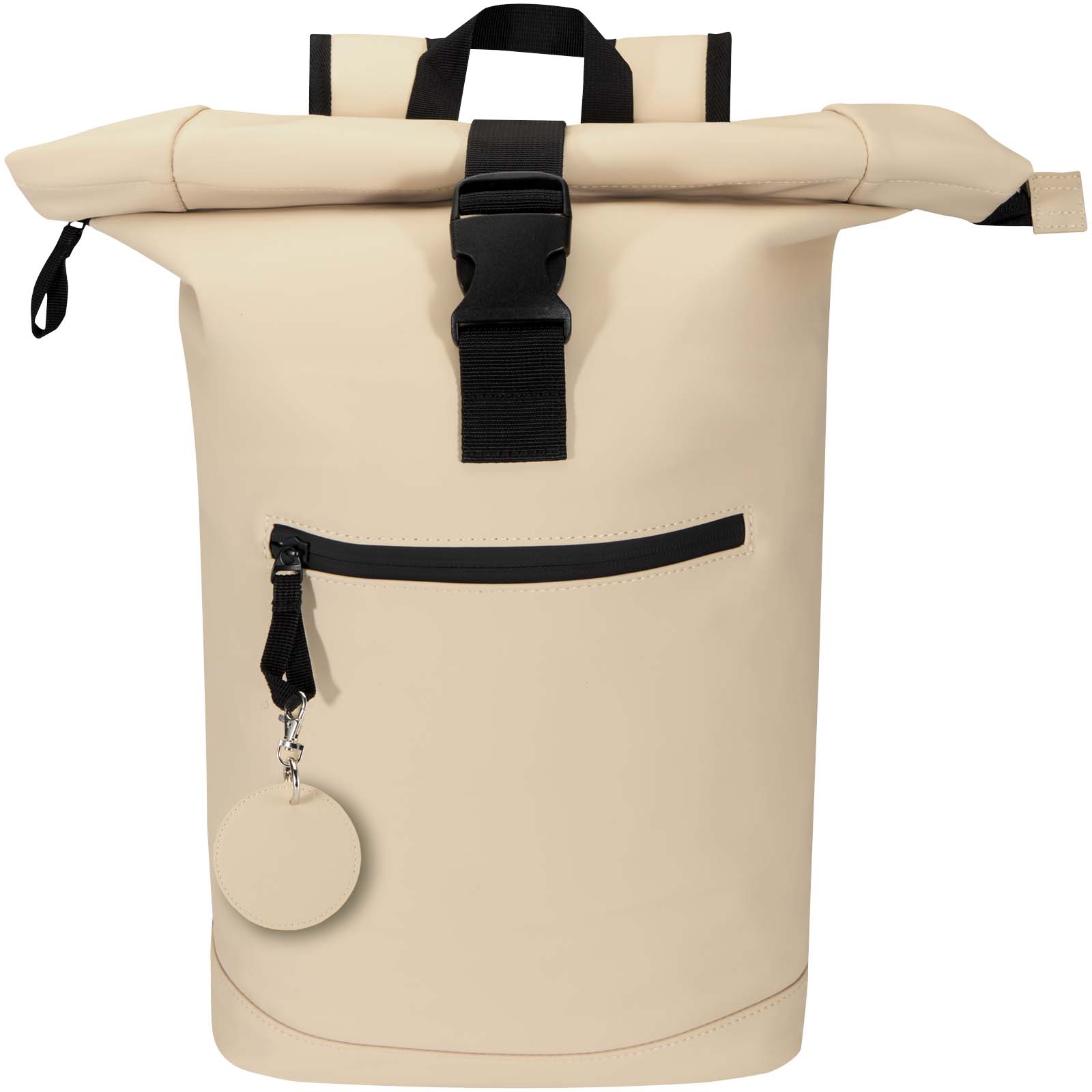 Portachiavi con charm a forma rotonda in materiale riciclato certificato GRS Resi Plus 