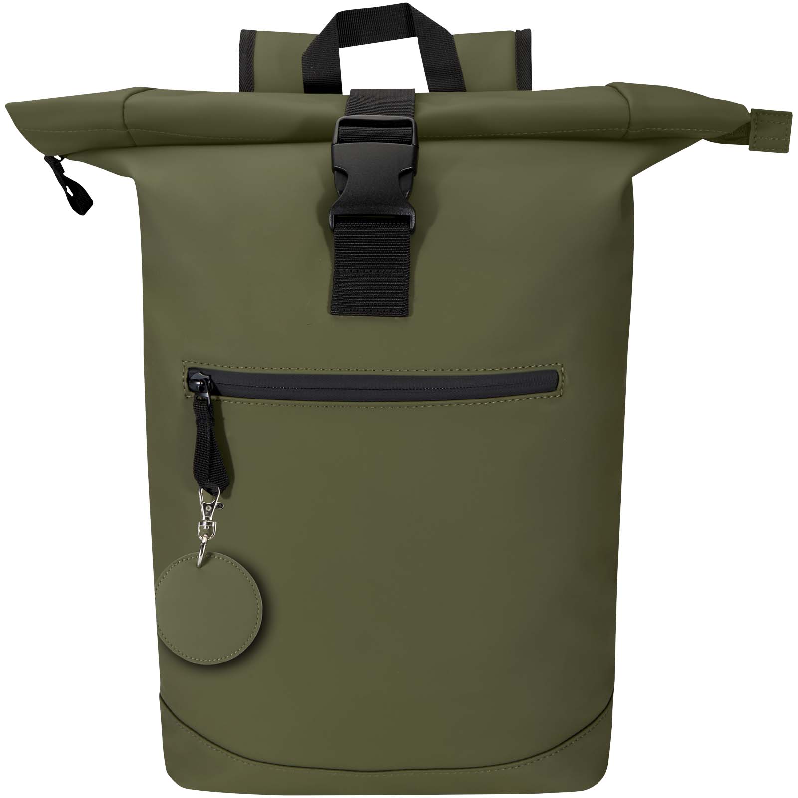 Portachiavi con charm a forma rotonda in materiale riciclato certificato GRS Resi Plus 