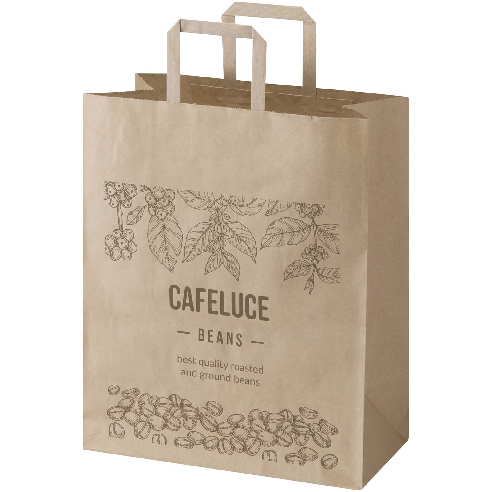 Sacchetto di carta da 80-90 g/m² con manici piatti , 32 x 17 x 39 cm Kraft