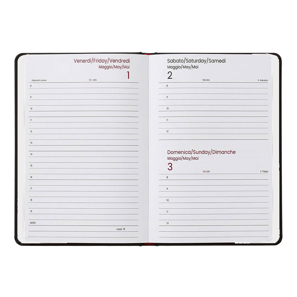 Agenda giornaliera 2027. Copertina flessibile in soft PU e bordo pagine colorato