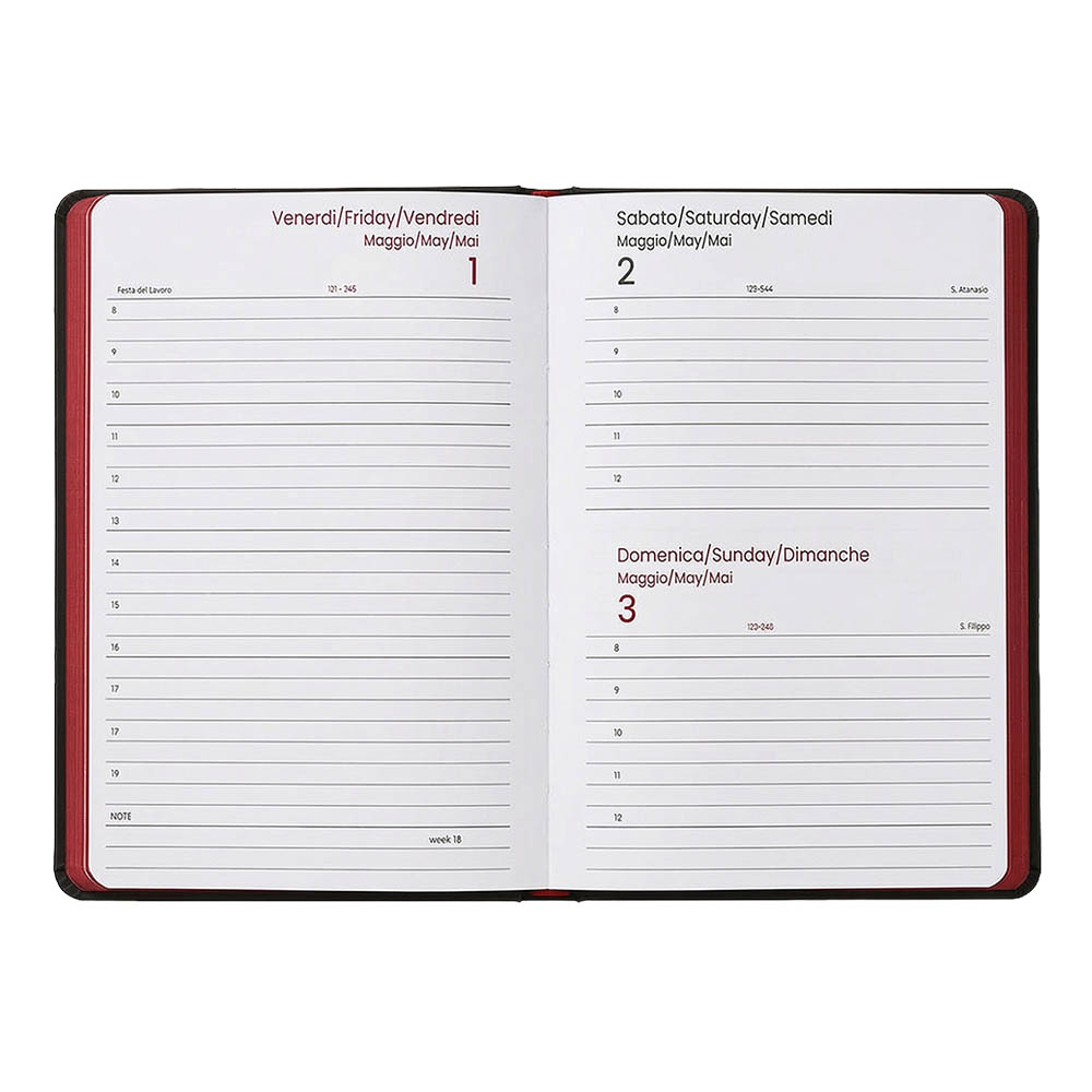 Agenda giornaliera 2027. Copertina flessibile in soft PU e bordo pagine colorato