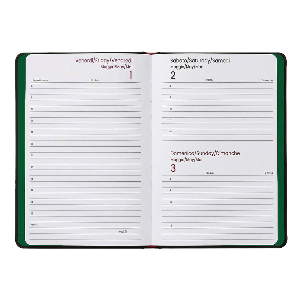 Agenda giornaliera 2027. Copertina flessibile in soft PU e bordo pagine colorato