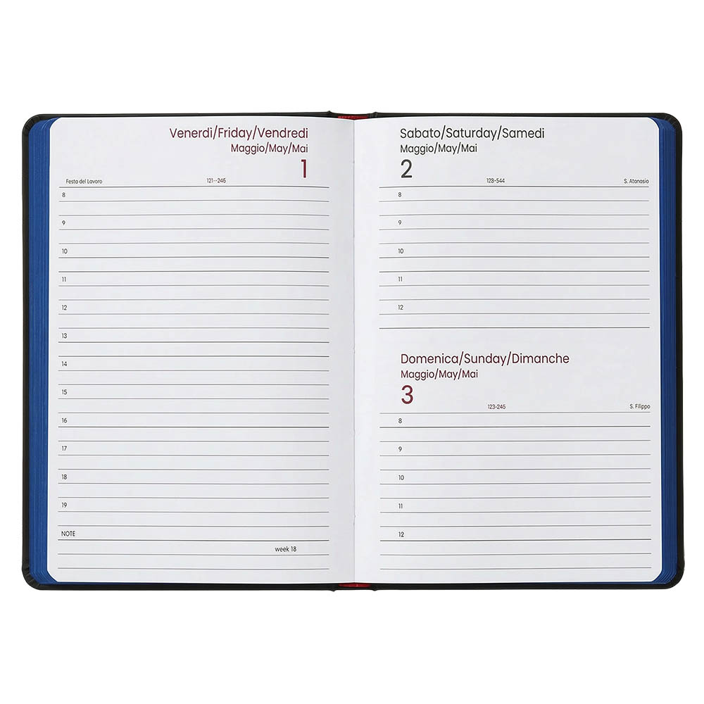 Agenda giornaliera 2027. Copertina flessibile in soft PU e bordo pagine colorato