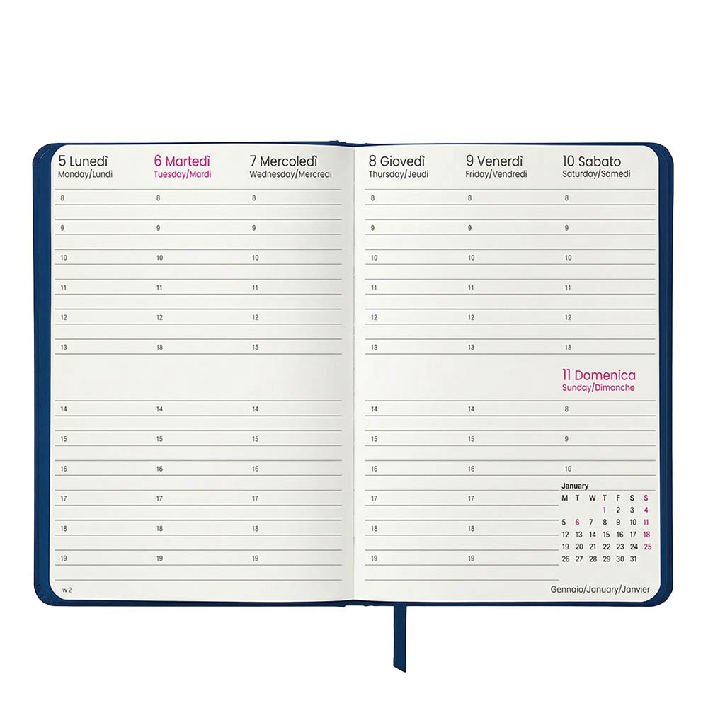Agenda settimanale 2027. Copertina rigida in termo PU e bordo pagine colorato