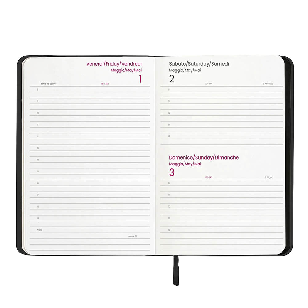 Agenda giornaliera 2027. Copertina rigida in termo PU e bordo pagine colorato