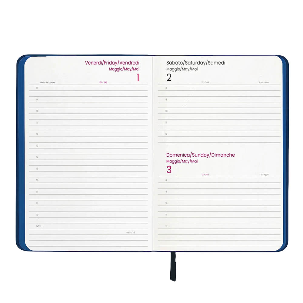 Agenda giornaliera 2027. Copertina rigida in termo PU e bordo pagine colorato