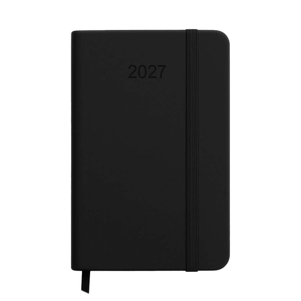 Agenda tascabile settimanale 2027. Copertina rigida in termo PU e bordo pagine colorato