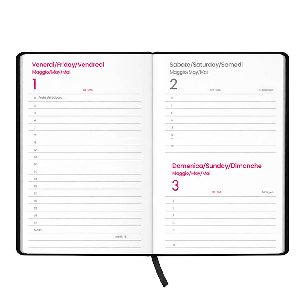 Agenda giornaliera 2027. Copertina rigida in cartoncino laminato opaco