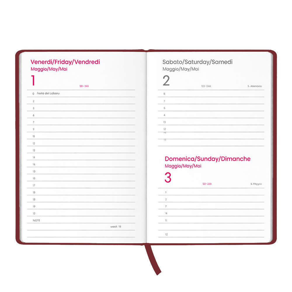 Agenda giornaliera 2027. Copertina rigida in cartoncino laminato opaco