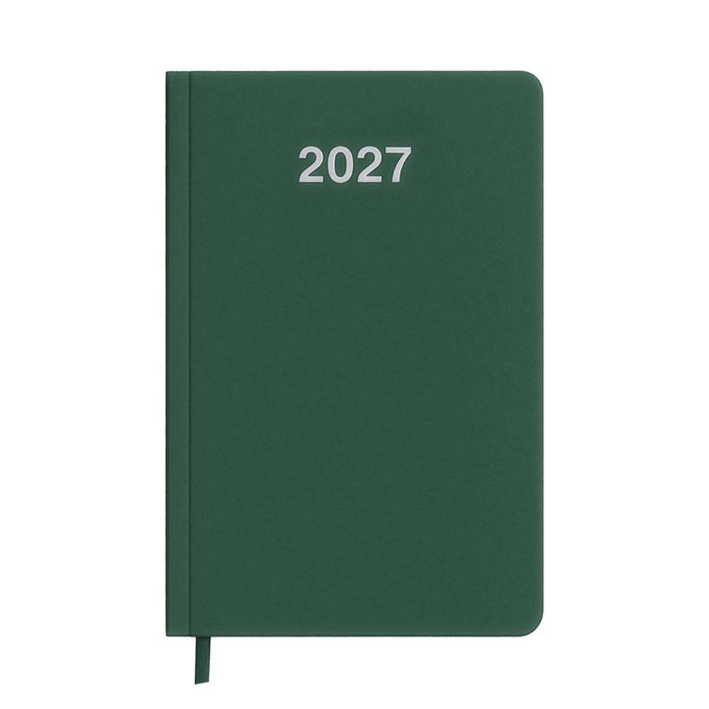 Agenda giornaliera 2027. Copertina rigida in cartoncino laminato opaco.