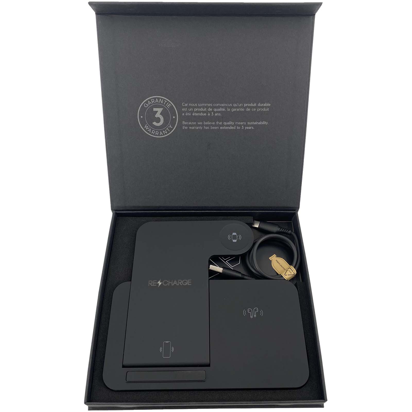 Base di ricarica wireless 3 in 1 con supporto per telefono SCX.design W28