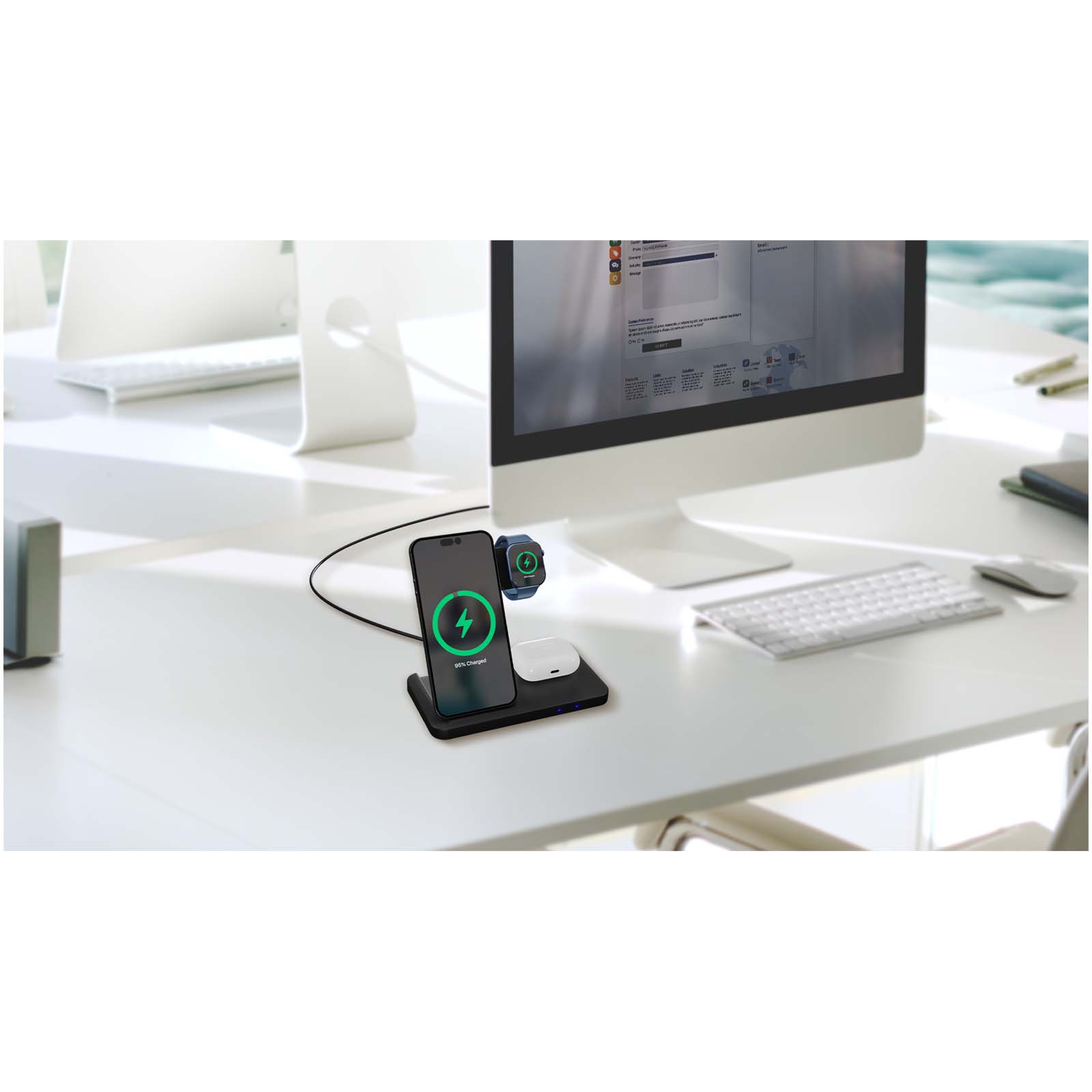 Base di ricarica wireless 3 in 1 con supporto per telefono SCX.design W28