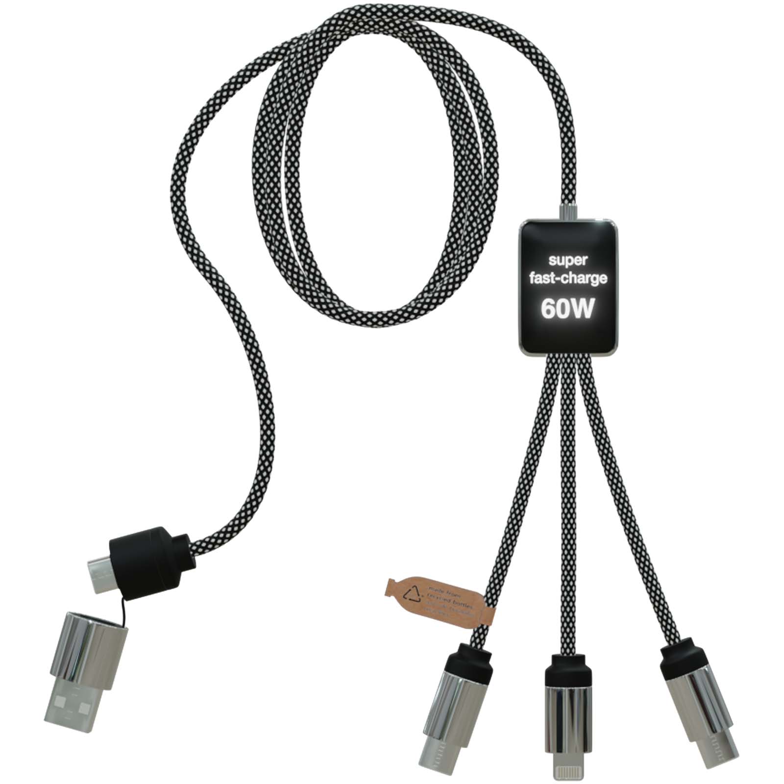 Cavo di ricarica di Tipo-C con doppio logo luminoso da 60 W SCX.design C33 