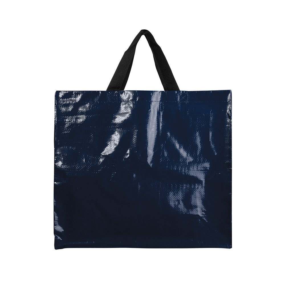 Shopper con soffietto in PP laminato 120 g/m2, manici lunghi a nastro