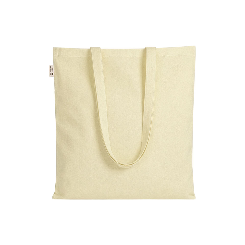 Borsa shopper a tinta unita in cotone riciclato da 140 g/m2. È certificata GRS