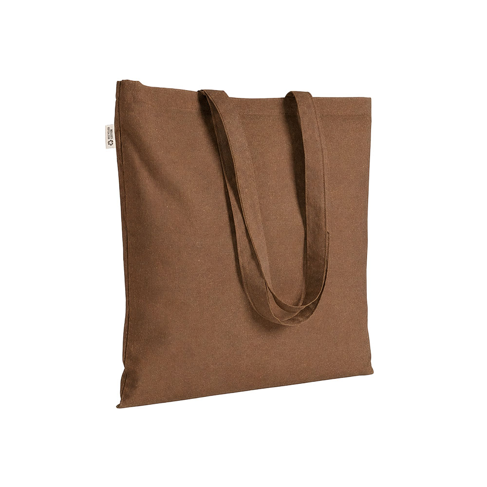 Borsa shopper a tinta unita in cotone riciclato da 140 g/m2. È certificata GRS
