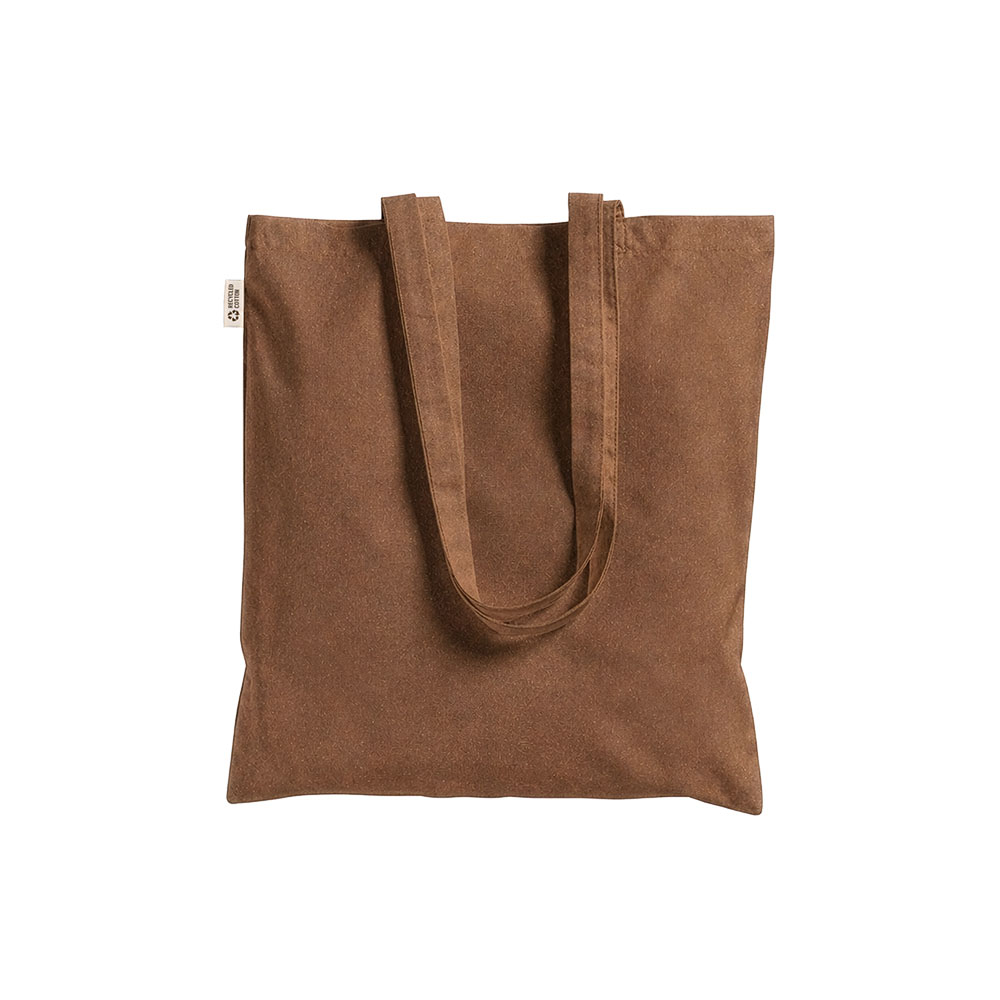 Borsa shopper a tinta unita in cotone riciclato da 140 g/m2. È certificata GRS